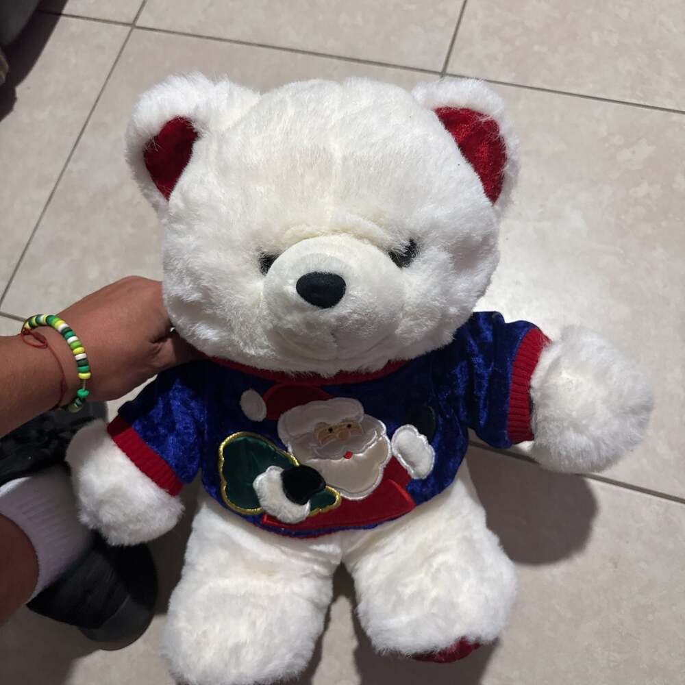 Christmas Santa Adorned Polar Bear Plush Stuffed Animal Toy - Picture 6 of 8
